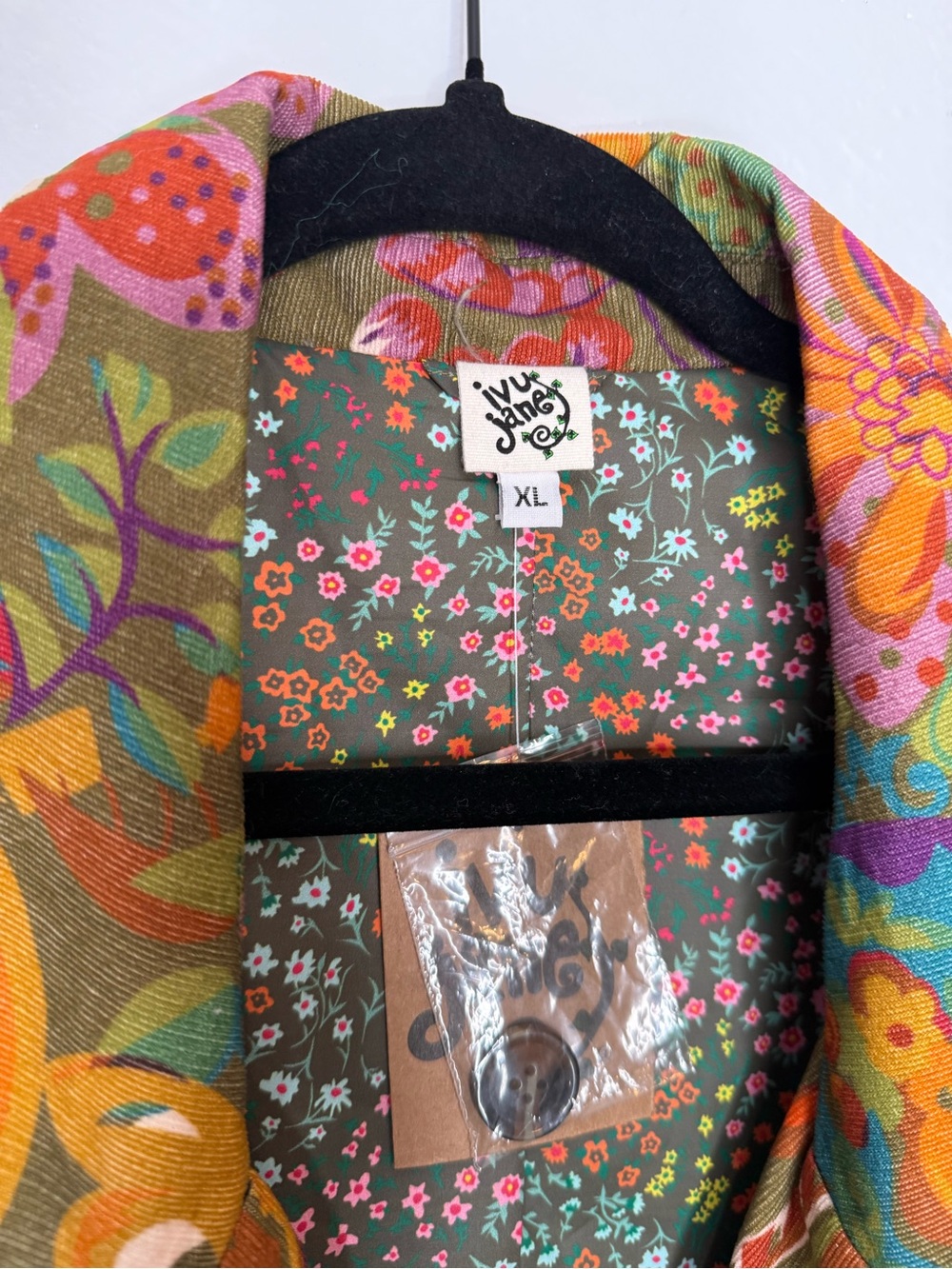 Ivy Jane Floral Patchwork Blazer Jacket XL Boho Retro Art to Wear - Picture 3 of 12